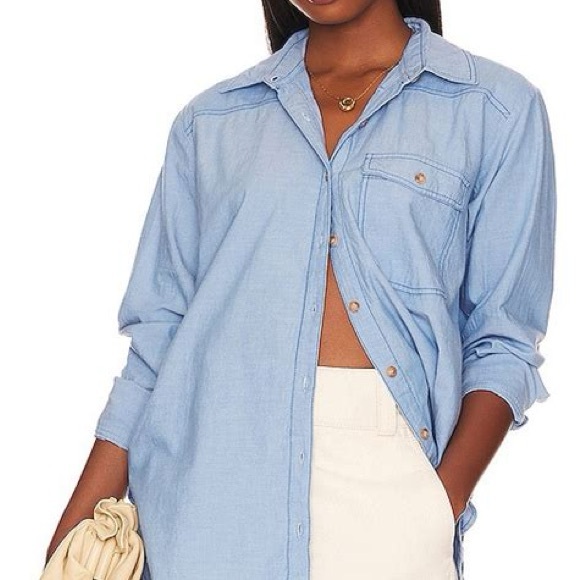 NWT Free People Manchester Solid Blue Size Medium - Picture 8 of 9